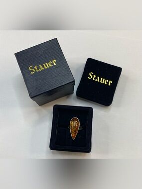 Stauer Amber Teardrop Ring 925 Sterling Silver Size 7